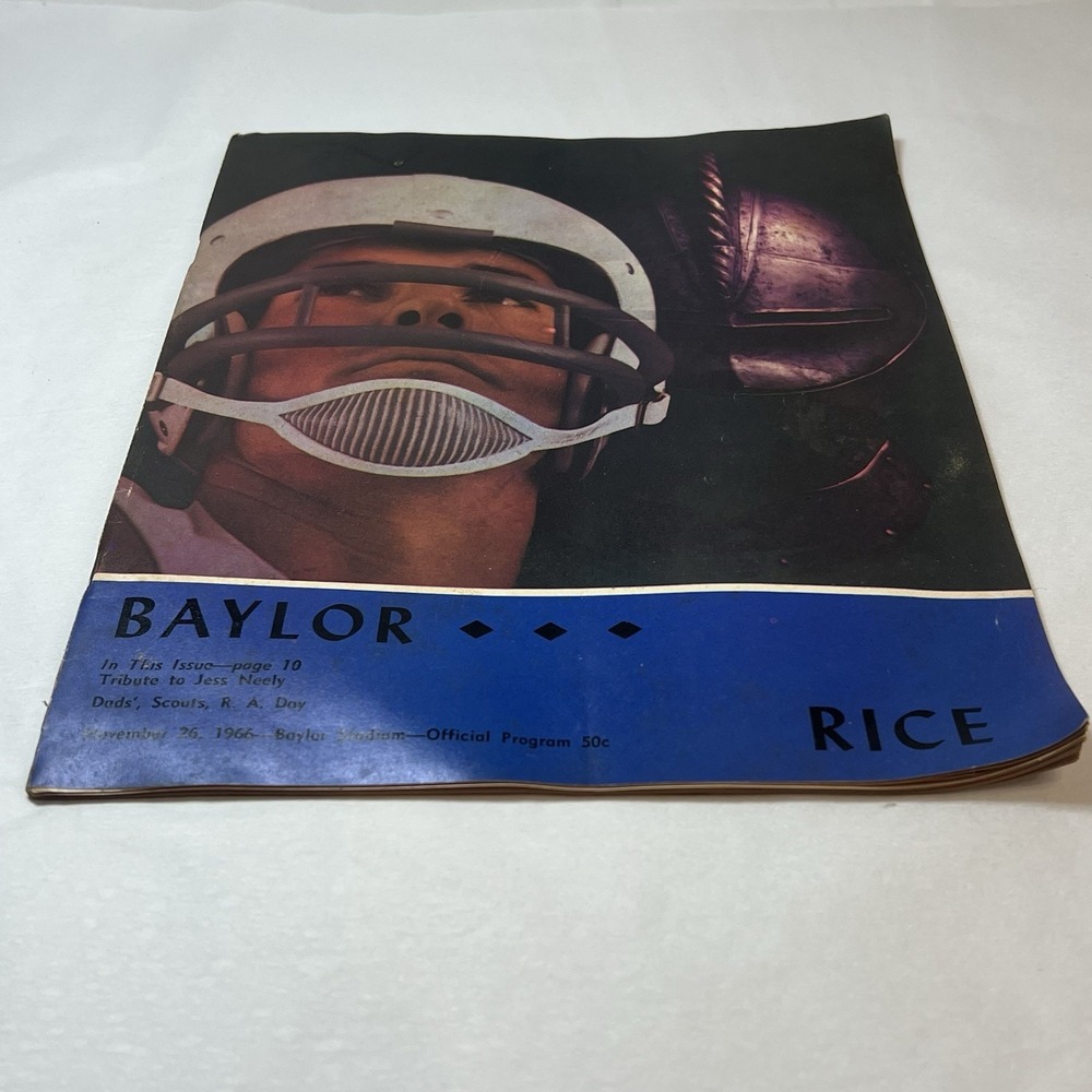 Vintage 1966 Baylor Bears Rice University Official College Football Game Program
